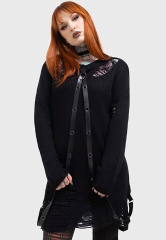 Killstar – Lunar Grit Black – Pullover – Schwarz – M – 100% Polyacryl