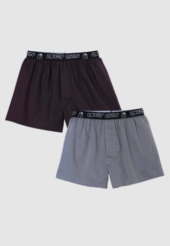 Lousy Livin – Boxerbriefs Pack Of 2 Herringbone Grey/Black – Boxershorts – Schwarz – XL – 100% Bio-Baumwolle