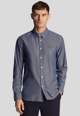 Lyle & Scott – Chambray Indigo – Hemd – Blau – L – 100% Baumwolle