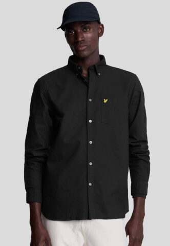 Lyle & Scott – Plain Oxford Jet Black – Hemd – Schwarz – S – 100% Baumwolle