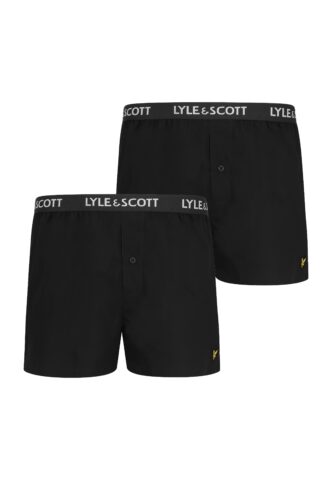 Lyle & Scott – Dylan Pack Of 2 Plain Woven Black – Boxershorts – Schwarz – XL – 100% Baumwolle