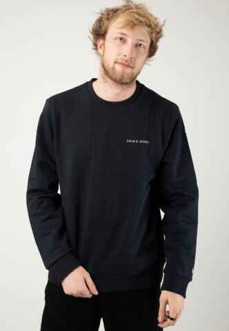 Lyle & Scott – Embroidered Crew Neck Dark Navy – Sweater – Blau – M – 100% Baumwolle