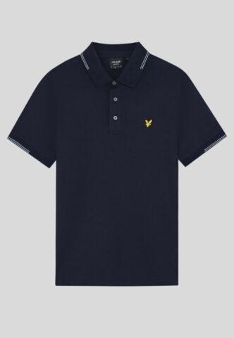Lyle & Scott – Fine Tipped Dark Navy/Chalk Blue – Polo – gid://shopify/Metaobject/122014793965 – M – 97% Baumwolle, 3% Elastan