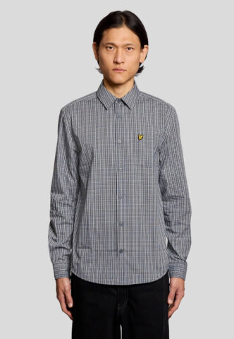 Lyle & Scott – Grid Check Dark Navy – Hemd – gid://shopify/Metaobject/122014793965 – M – 100% Baumwolle