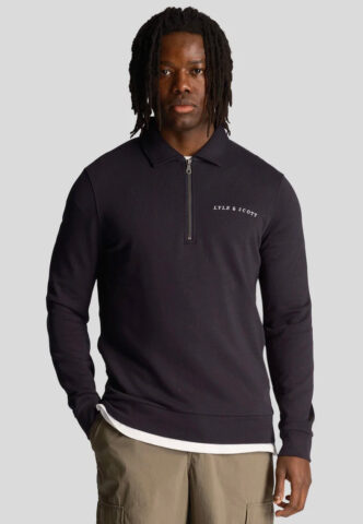 Lyle & Scott – Loopback Embroidered Collared Dark Navy – Sweater – Blau – XL – 100% Baumwolle
