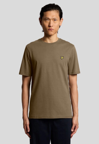 Lyle & Scott – Plain Khaki Ash – T-Shirt – Grün – M – 100% Baumwolle