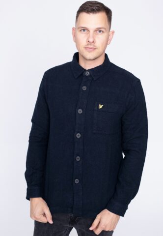 Lyle & Scott – Brushed Dark Navy – Hemd – Blau – S – 100% Bio-Baumwolle