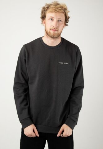 Lyle & Scott – Embroidered Crew Neck Gunmetal – Sweater – Grau – XL – 100% Baumwolle
