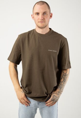 Lyle & Scott – Embroidered Logo Olive – T-Shirt – Grün – XL – 100% Baumwolle