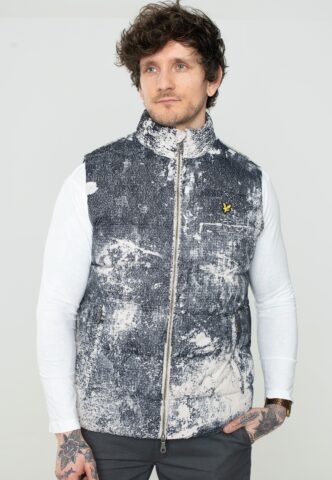 Lyle & Scott – Erosion Print Gilet Cove – Weste – Grau – XL – 100% Polyester