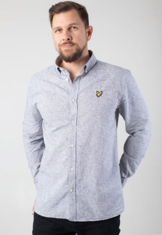 Lyle & Scott – Linen Oxford Dark Navy – Hemd – Blau – XL – 60% Baumwolle, 40% Leinen