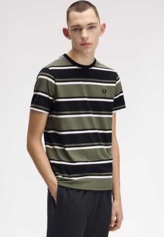Fred Perry – Bold Striped Black – T-Shirt – Schwarz – M – 100% Baumwolle