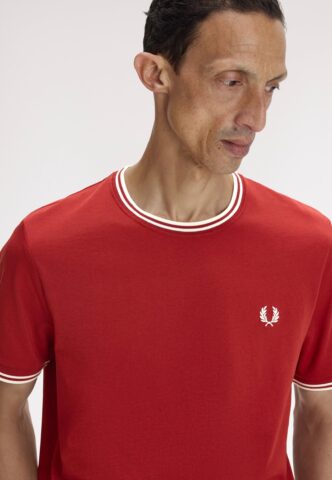 Fred Perry – Twin Tipped Burnt Red/Snow White – T-Shirt – Rot – S – 100% Baumwolle