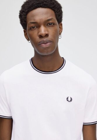Fred Perry – Twin Tipped White – T-Shirt – Weiß – S – 100% Baumwolle