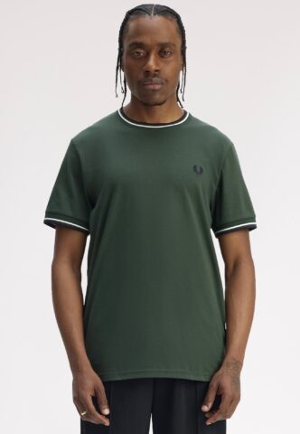 Fred Perry – Twin Tipped Court Green/Snow White/Navy – T-Shirt – Grün – S – 100% Baumwolle