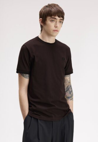 Fred Perry – Twin Tipped Rich Brown/Black – T-Shirt – Braun – L – 100% Baumwolle