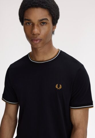Fred Perry – Twin Tipped Black – T-Shirt – Schwarz – M – 100% Baumwolle