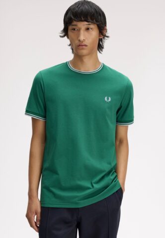 Fred Perry – Twin Tipped Sport Green/Light Ice/Light Ice – T-Shirt – Grün – M – 100% Baumwolle