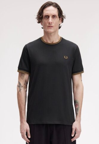 Fred Perry – Twin Tipped Black/Shadedstone – T-Shirt – Schwarz – XL – 100% Baumwolle