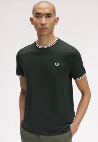 Fred Perry – Twin Tipped Nightgreen/Snow White – T-Shirt – Grün – XL – 100% Baumwolle