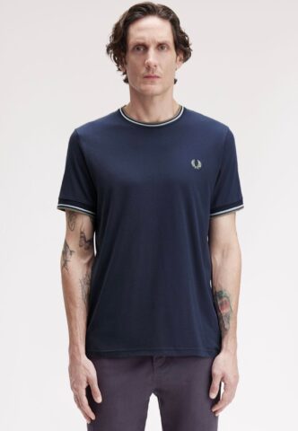 Fred Perry – Twin Tipped Dark Airforce/Light Ice/Bayleaf – T-Shirt – Blau – XXL – 100% Baumwolle