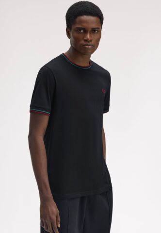 Fred Perry – Twin Tipped Navy/Sportgrey/Burnt Red – T-Shirt – Blau – L – 100% Baumwolle