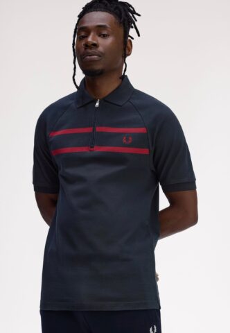 Fred Perry – Pique Zip Neck Navy – Polo – Blau – S – 100% Baumwolle