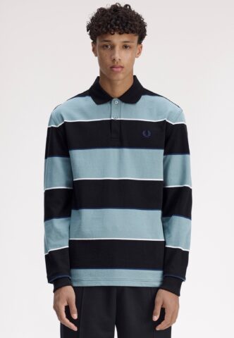 Fred Perry – Heavyweight Jersey Striped Black – Longsleeve – Blau – XL – 100% Baumwolle
