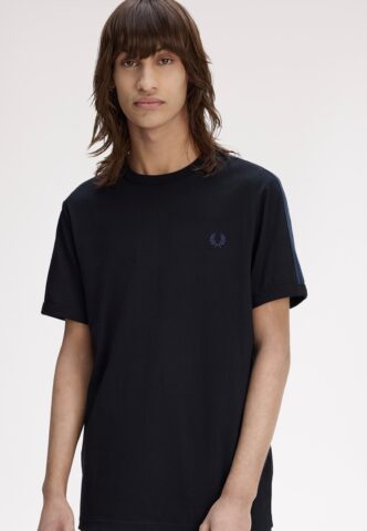 Fred Perry – Mesh Taped Ringer Black – T-Shirt – Schwarz – S – 100% Baumwolle