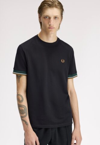 Fred Perry – Twin Tipped Cuff Black – T-Shirt – Schwarz – XL – 100% Baumwolle