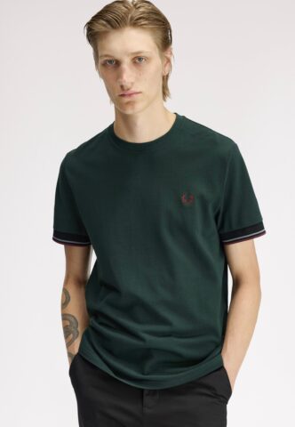 Fred Perry – Twin Tipped Cuff Grassroots – T-Shirt – Grün – S – 100% Baumwolle