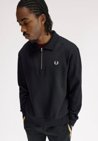 Fred Perry – Half Zip Collared Black – Sweater – Schwarz – L – 100% Baumwolle