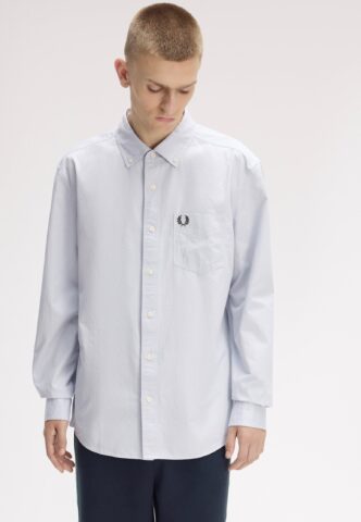 Fred Perry – Relaxed Washed Twill Dusky Blue – Hemd – Blau – M – 100% Baumwolle