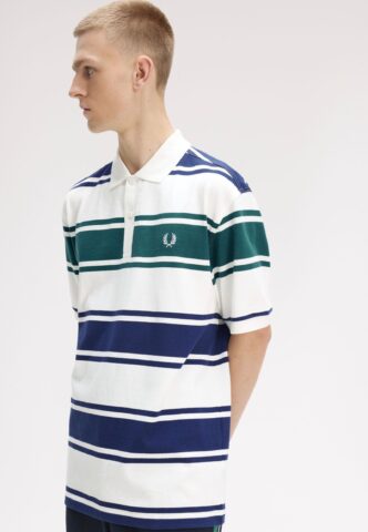 Fred Perry – Relaxed Striped Snow White – Polo – Weiß – XL – 100% Baumwolle