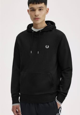 Fred Perry – Tipped Hooded Black – Hoodie – Schwarz – M – 100% Baumwolle
