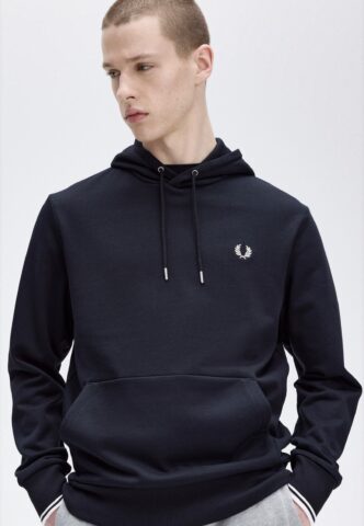 Fred Perry – Tipped Hooded Navy – Hoodie – Blau – S – 98% Baumwolle, 2% Elastan