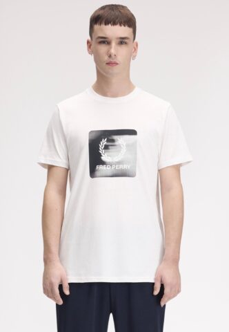 Fred Perry – Laurel Wreath Digital Snow White – T-Shirt – Weiß – L – 100% Baumwolle