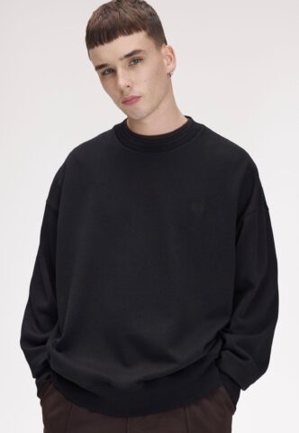 Fred Perry – Oversized Tipped Black – Sweater – Schwarz – S – 100% Baumwolle