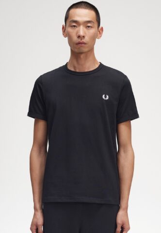 Fred Perry – Ringer Black – T-Shirt – Schwarz – S – 100% Baumwolle
