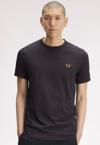 Fred Perry – Ringer Anchor Grey – T-Shirt – Grau – L – 100% Baumwolle