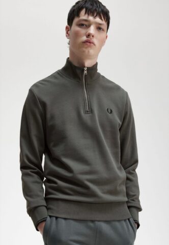 Fred Perry – Half Zip Field Green – Sweater – Grün – XXL – 100% Baumwolle
