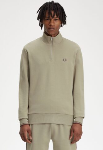 Fred Perry – Half Zip Warm Grey/Brick – Pullover – Grau – M – 100% Baumwolle