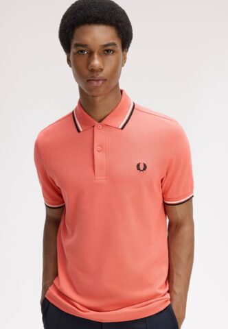 Fred Perry – Twin Tipped Strawberry Cream/Ecru/Black – Polo – Pink – S – 100% Baumwolle