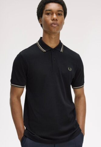 Fred Perry – Twin Tipped Black/Oatmeal/Laurel Wreath Green – Polo – Schwarz – S – 100% Baumwolle