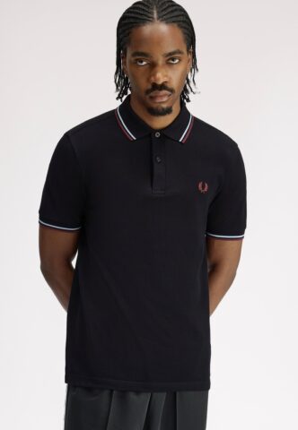 Fred Perry – Twin Tipped Black/Ball Boy Blue/Oxblood – Polo – Schwarz – XL – 100% Baumwolle