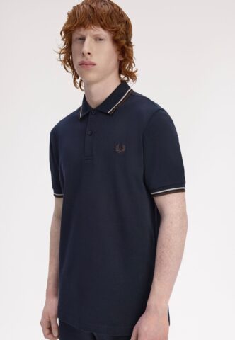 Fred Perry – Twin Tipped Navy/Warm Oat/Burnt Tobacco – Polo – Blau – XXL – 100% Baumwolle