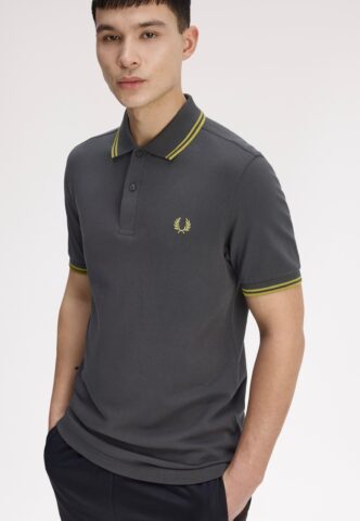 Fred Perry – Twin Tipped Anchor Grey/Tennis Ball Yellow/Tennis Ball Yellow – Polo – Grau – L – 100% Baumwolle