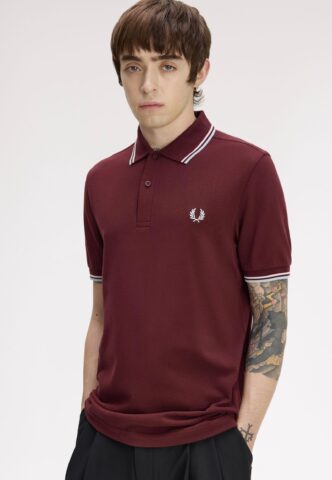 Fred Perry – Twin Tipped Oxblood/Iced Pink/Dusky Blue – Polo – Weinrot – 3XL – 100% Baumwolle