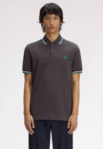 Fred Perry – Twin Tipped Anchor Grey/Light Ice/Sport Green – Polo – Grau – M – 100% Baumwolle