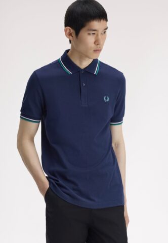 Fred Perry – Twin Tipped Tennis Blue/Snow White/Deep Mint – Polo – Blau – XL – 100% Baumwolle